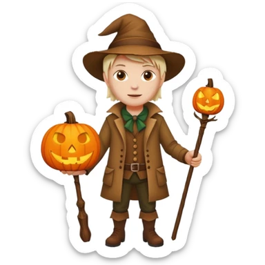 Hunter With Jack o Lantern, with wand sticker
