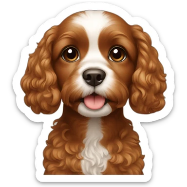 a cavapoo dog (fully brown) with a chinese girl sticker