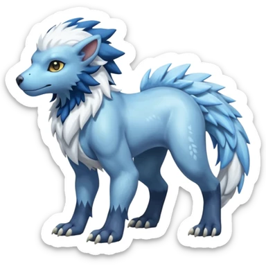 Icy scarf-covered glacial glistening glossy smooth soft flaky scaly furry hyper-realistic boreal Manectric-Absol-Luxray-Pyroar-Fakémon-fusion-animal-creature, full body  sticker