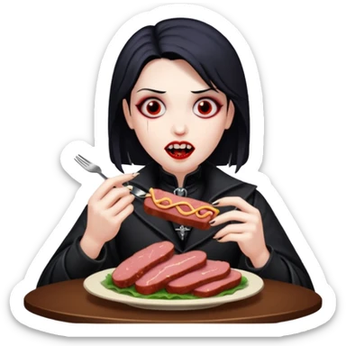 goth vampires eating a SPAM meat dinner sticker