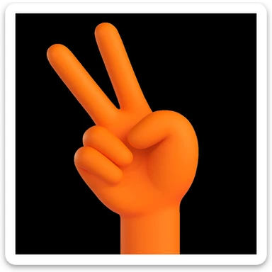 rotate the peace sign hand gesture further downward, keep the same style and colors (3D emoji style) sticker