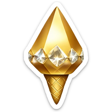 diamond Acorn, sparkling like a diamond, with short top and stem made of gold sticker