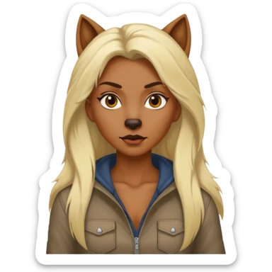 dark brown werewolf woman with long blond hair in casual outfit sticker