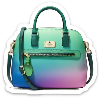 Realistic isolated blue ,green ,pink , and purple metallic ombre kate spade satchel purse.  sticker