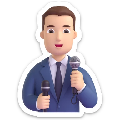 Vavinews Man, professional news reporter with microphone sticker