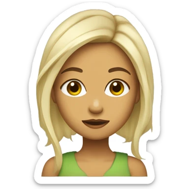 criança menina olho verde cabelo comprido cacheado amarelo pele bege meio claro sticker