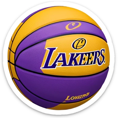 Minimalist purple and gold Spalding basketball with NBA logo, Lakers colors, iOS emoji style sticker