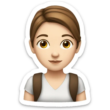 a white girl with brown hair studying sticker