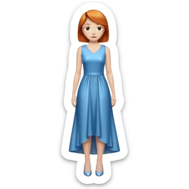 woman lshort ginger hair blue shiney long dress full body sticker