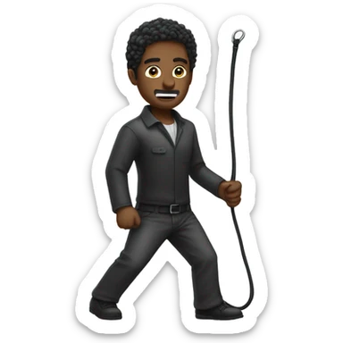 Short man with whip sticker