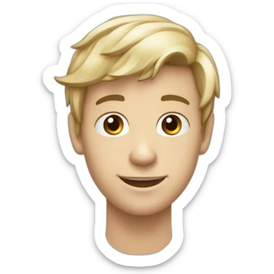 Jeune homme blanc avec cheveux blancs, vers l’avant, qui fait une grimace de travers très drôle et très marqué sticker