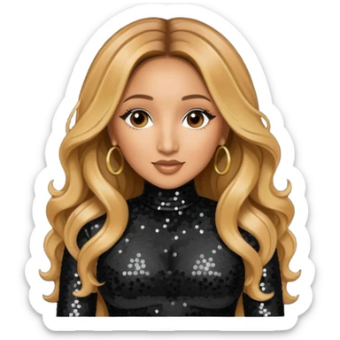 Adrienne Bailon from 3lw/Cheetah Girls with long golden brown hair, black sequin outfit sticker