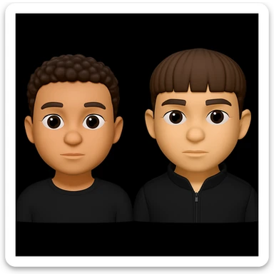Place these two 3D emoji characters on one background, standing apart with noticeable space between them, without changing the images themselves sticker