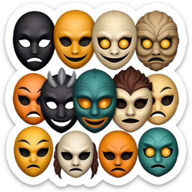 Artistic scary masks sticker