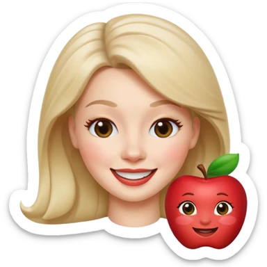 beauty white skin woman apple memoji style winking sticker