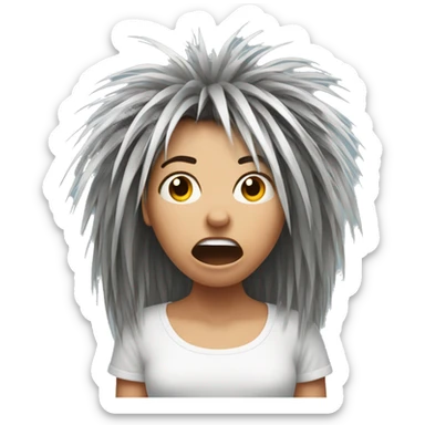 Porcupine woman looking shocked static hair sticker