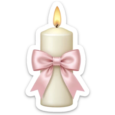 make a white candle with a light pink ribbon bow sticker