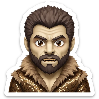 The Wolfman from Universal Monsters with brown fur, dark brown sequin outfit  sticker