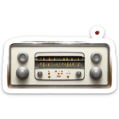 white vintage radio receiver sticker