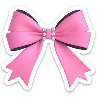 pink bow with sparkling diamond accents sticker