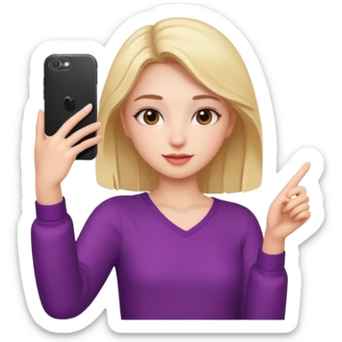 Girl taking selfie, different pose and outfit sticker