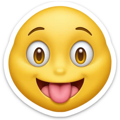 yellow emoji face with eyes emerging from face and tongue sticking out wildly  sticker