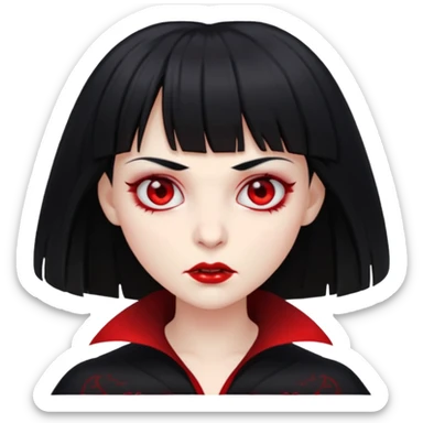 quero a foto de uma vampira com franja de cabelo preto sticker