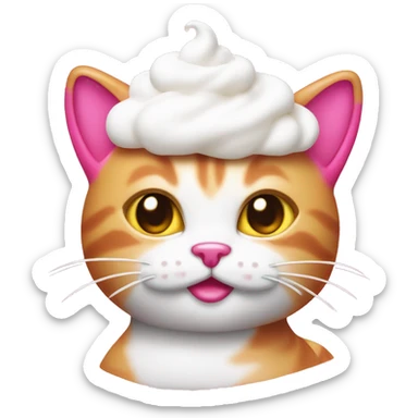 hot pink kitty cat with whipped cream on its head sticker