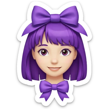 girl with bangs and purple hair and bow sticker