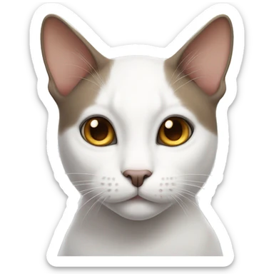 white cat with a grey and brown spot on the top of the head sticker