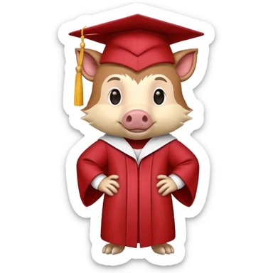 Razorback wearing cap and gown  sticker