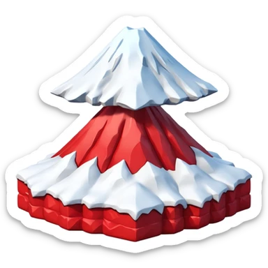 Create a 3D Mount Fuji with red color. sticker