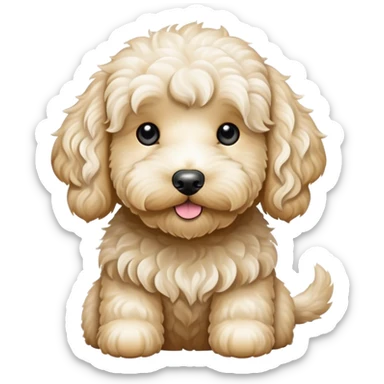 White goldendoodle wavy fur sticker
