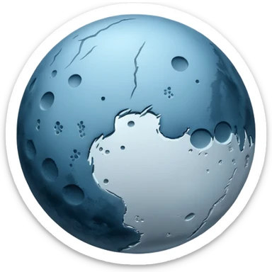 Pluto as a planet, round, subtle craters, icy blue and gray, no text sticker