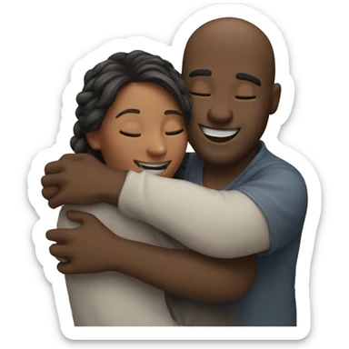 couple hug with warm smiles sticker