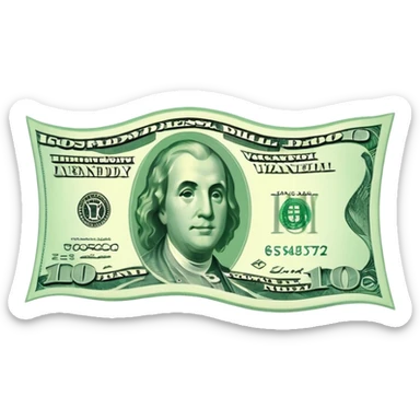 a floating wavy usd bill icon sticker
