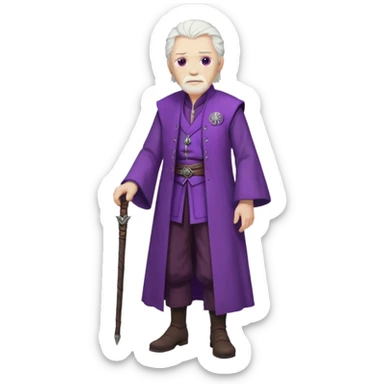 a white haired old man with purple eyes standing, full body, in Targaryen themed clothes, clothes aren't purple  sticker