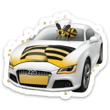 Bee driving a white Audi  sticker
