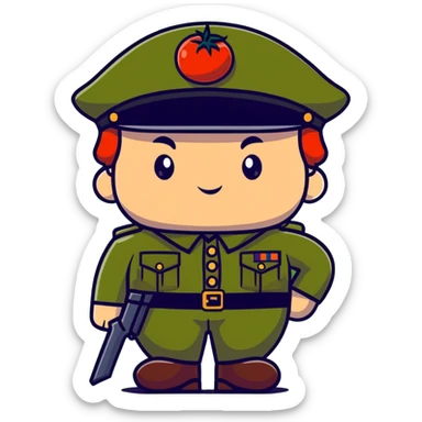 tomato wearing Napoleon Bonaparte's bicorne hat and military officer uniform sticker