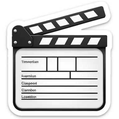 minimal movie clapperboard icon, essential lines only sticker