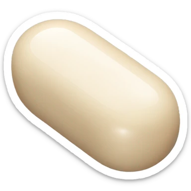 Singular glossy coated oblong beige pill capsule sticker