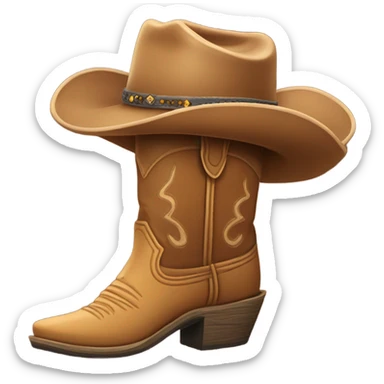 Cowboy boot with cowboy hat sticker