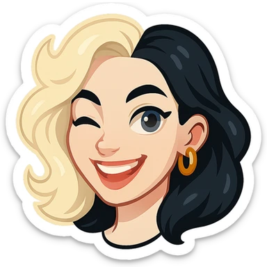 Edit the image to remove the white outline completely from the edges. Add a nose piercing. Keep the style of a Telegram sticker with only the head and hair visible, blue eyes, very pale skin, and no background. sticker