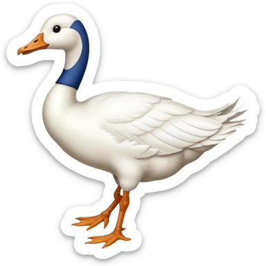 Make me an emoji of a goose that is running towards something. Also make it white. Make it have a very long neck like geese do. sticker