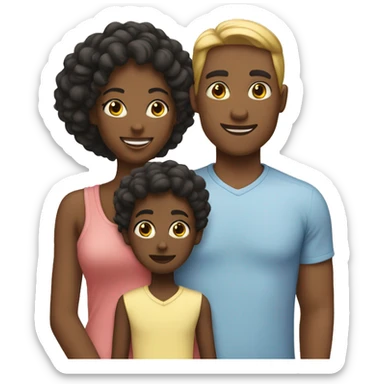 interracial couple with two kids sticker