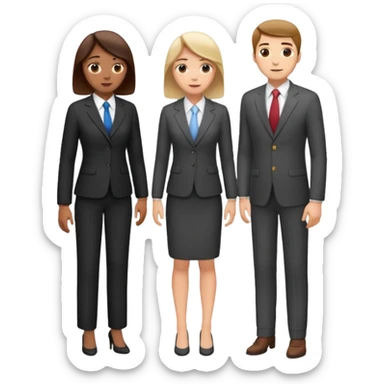 standing and saying goodbye 3 of coworkers to right side, full body view sticker
