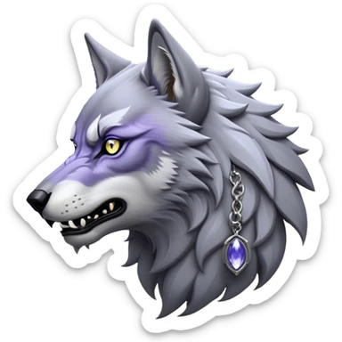 Cinematic Noble Werewolf Portrait Emoji, Formidable and majestic, with a powerful lupine silhouette in moonlit grays and silvers, featuring piercing, wise eyes and a dignified snarl that hints at untamed strength, simplified yet intricately detailed, glowing with a soft, lunar outline that encapsulates the noble duality of feral instinct and loyal guardianship! sticker