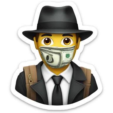 I want a robber without a mask wearing a robber hat and holding a bag of cash sticker