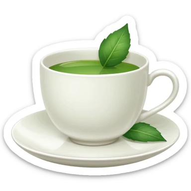 White tea cup with leaf on the plate sticker