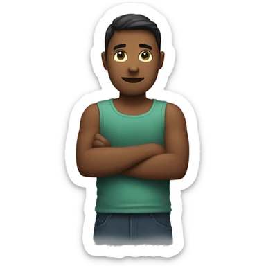 a person crossing their arms sticker